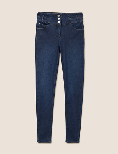 Jean ajust&eacute; taille haute stretch denim brut femme