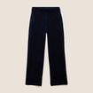 Pantalon large taille haute &agrave; paillettes bleu fonc&eacute; femme