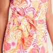 Robe droite courte col v manches courtes rose corail femme