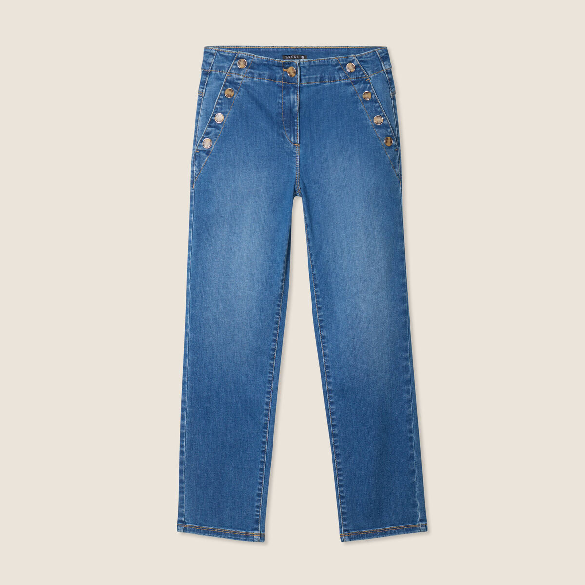 Jean droit 7/8ème à pont denim stone femme
