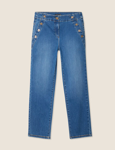 Jean droit 7/8ème à pont denim stone femme
