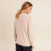 Pull col rond manches longues &agrave; sequins rose poudr&eacute;e femme