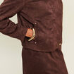 Veste col montant doubl&eacute;e marron fonc&eacute; femme