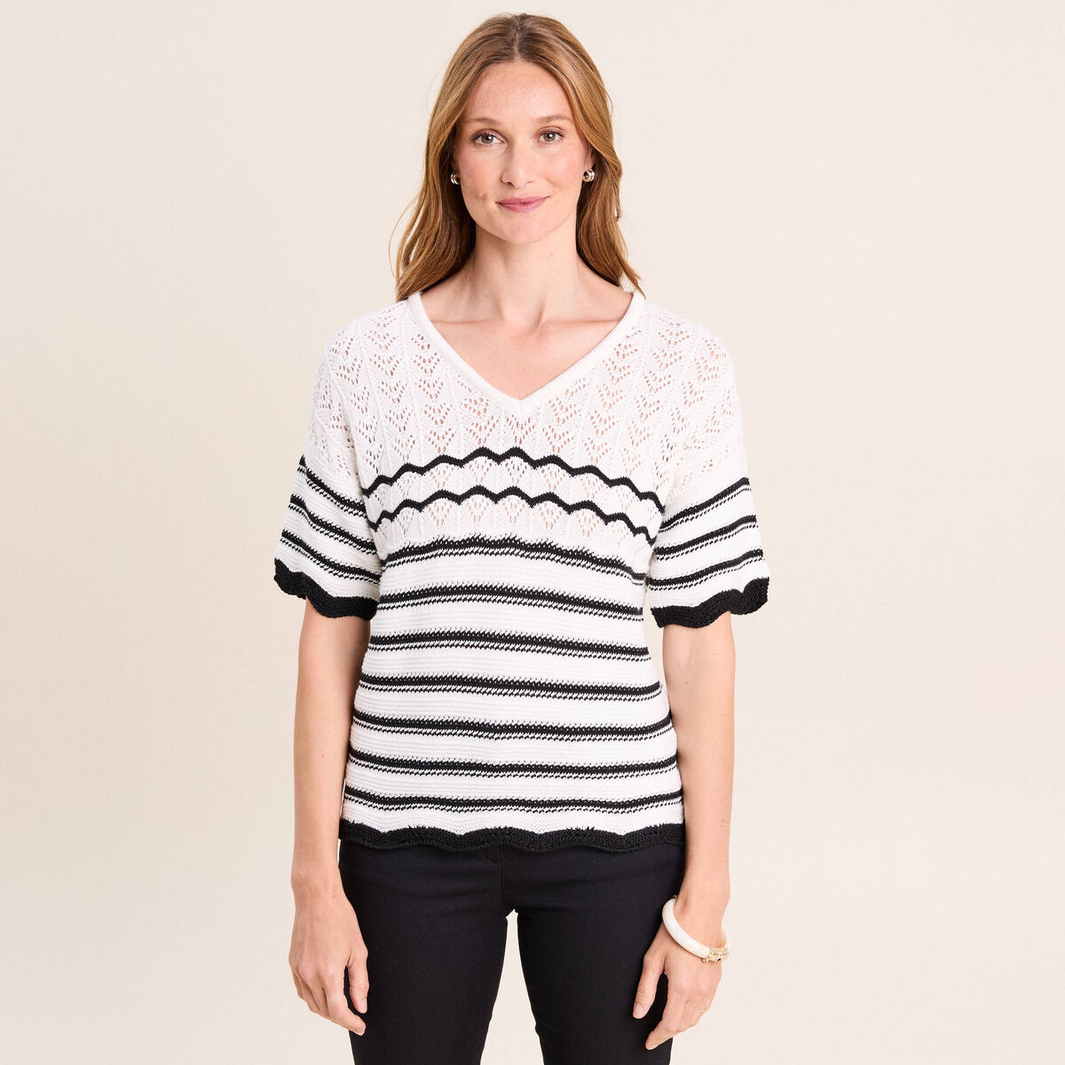 Pull col v noir femme
