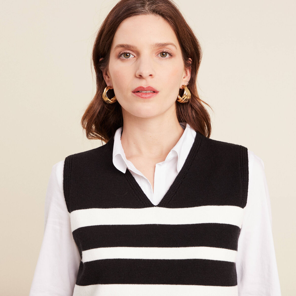 Pull sans manches noir femme