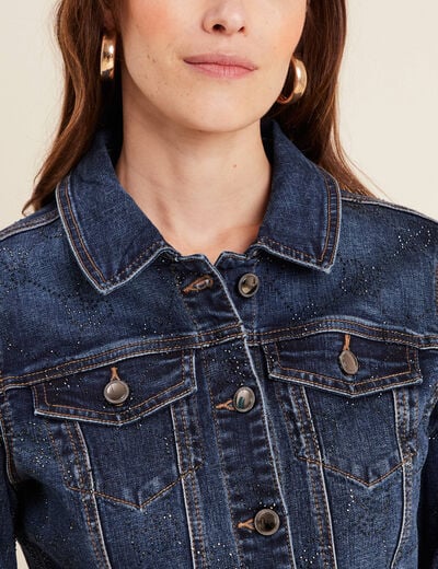 Veste en jeans strass denim stone femme