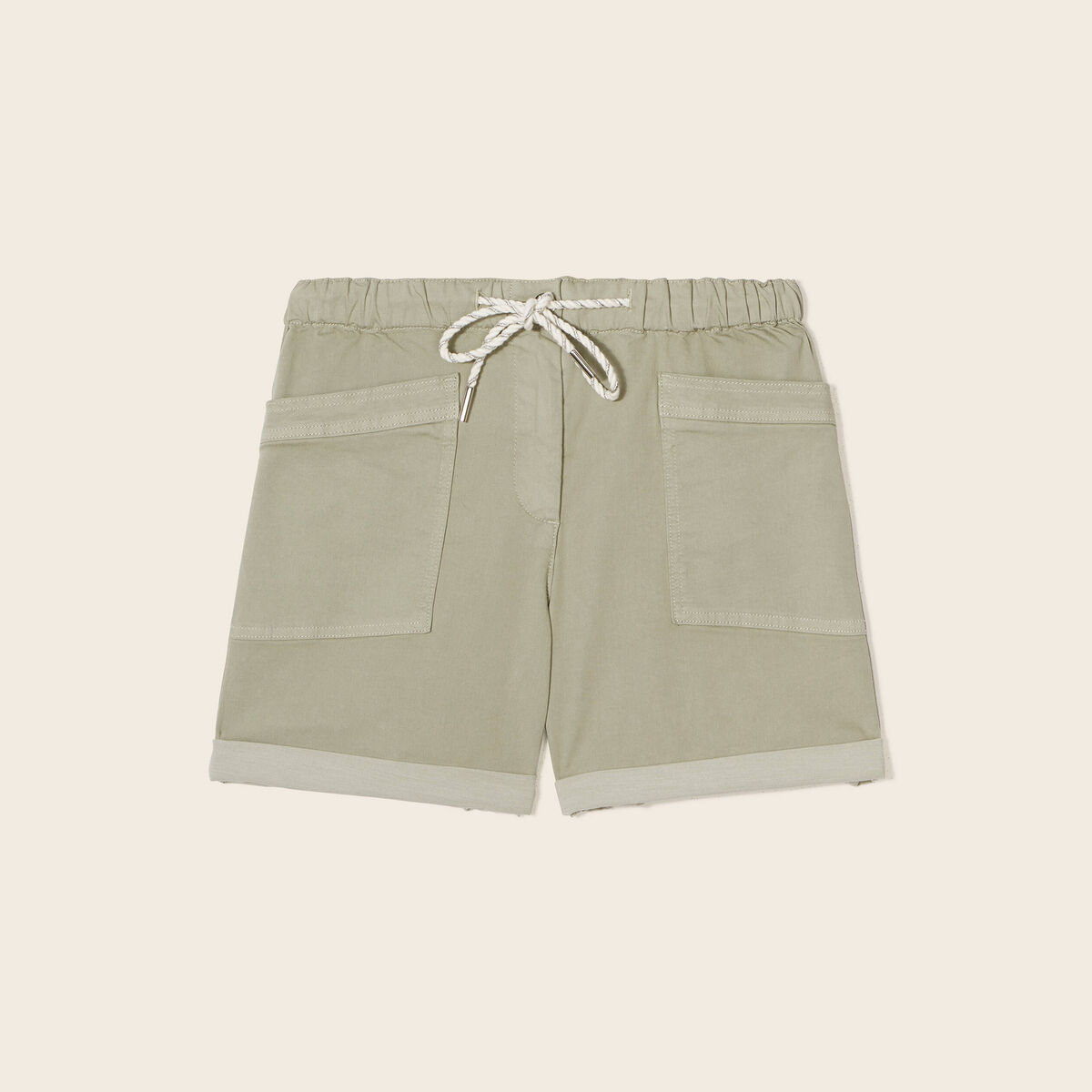 Short droit taille &eacute;lastiqu&eacute;e vert clair femme