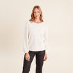 Blouse col rond manches longues ivoire femme