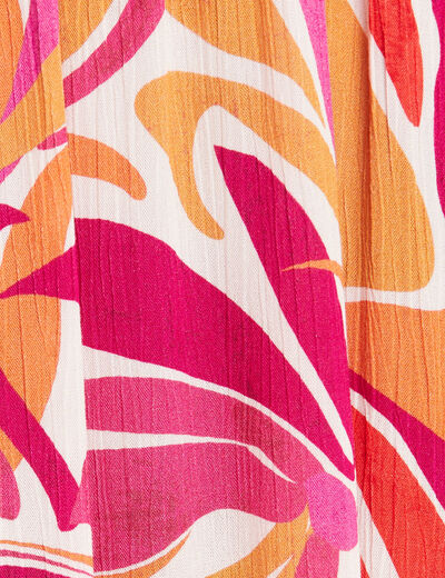 Robe évasée manches courtes orange femme