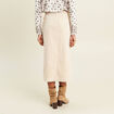 Jupe droite longue en velours sable femme