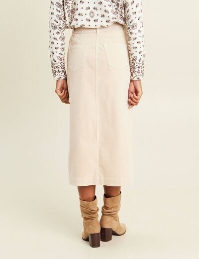 Jupe droite longue en velours sable femme