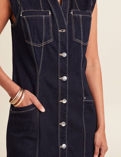 Robe droite en jean denim brut femme