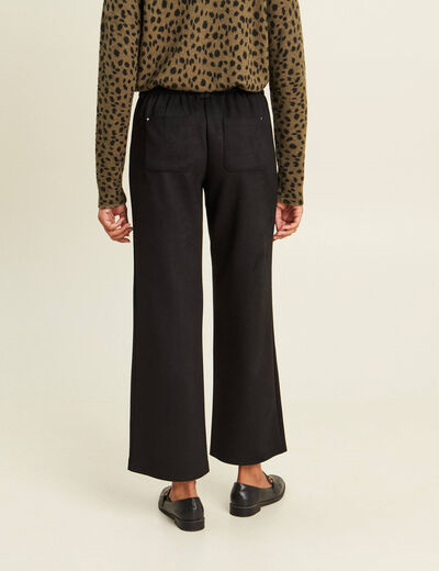 Pantalon aspect daim noir femme