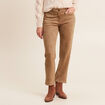 Pantalon droit suédine 7/8ème marron femme