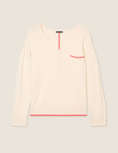 Pull manches longues ecru femme