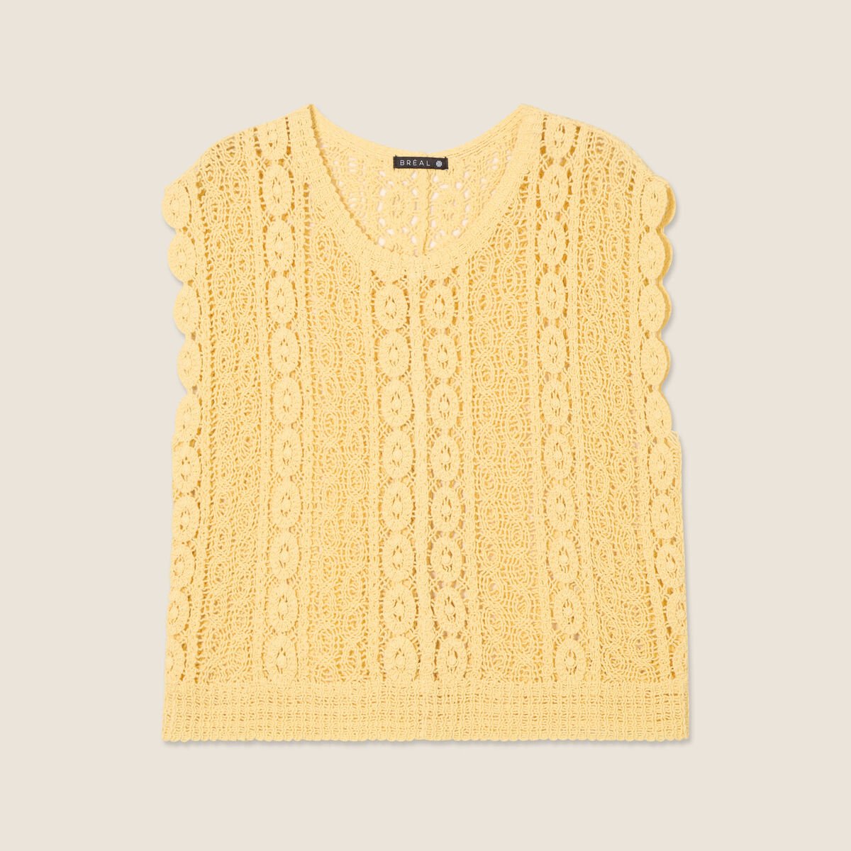 Débardeur macramé jaune femme