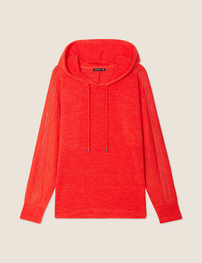 Sweat à capuche orange foncé femme