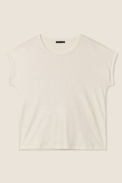 T-shirt manches courtes ecru femme