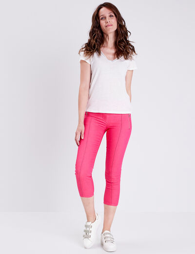 Pantacourt taille standard rose framboise femme