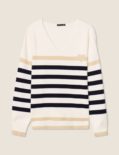 Pull manches longues blanc femme