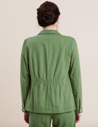 Veste droite boutonnée vert femme