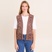 Gilet ajour&eacute; coupe droite courte marron femme