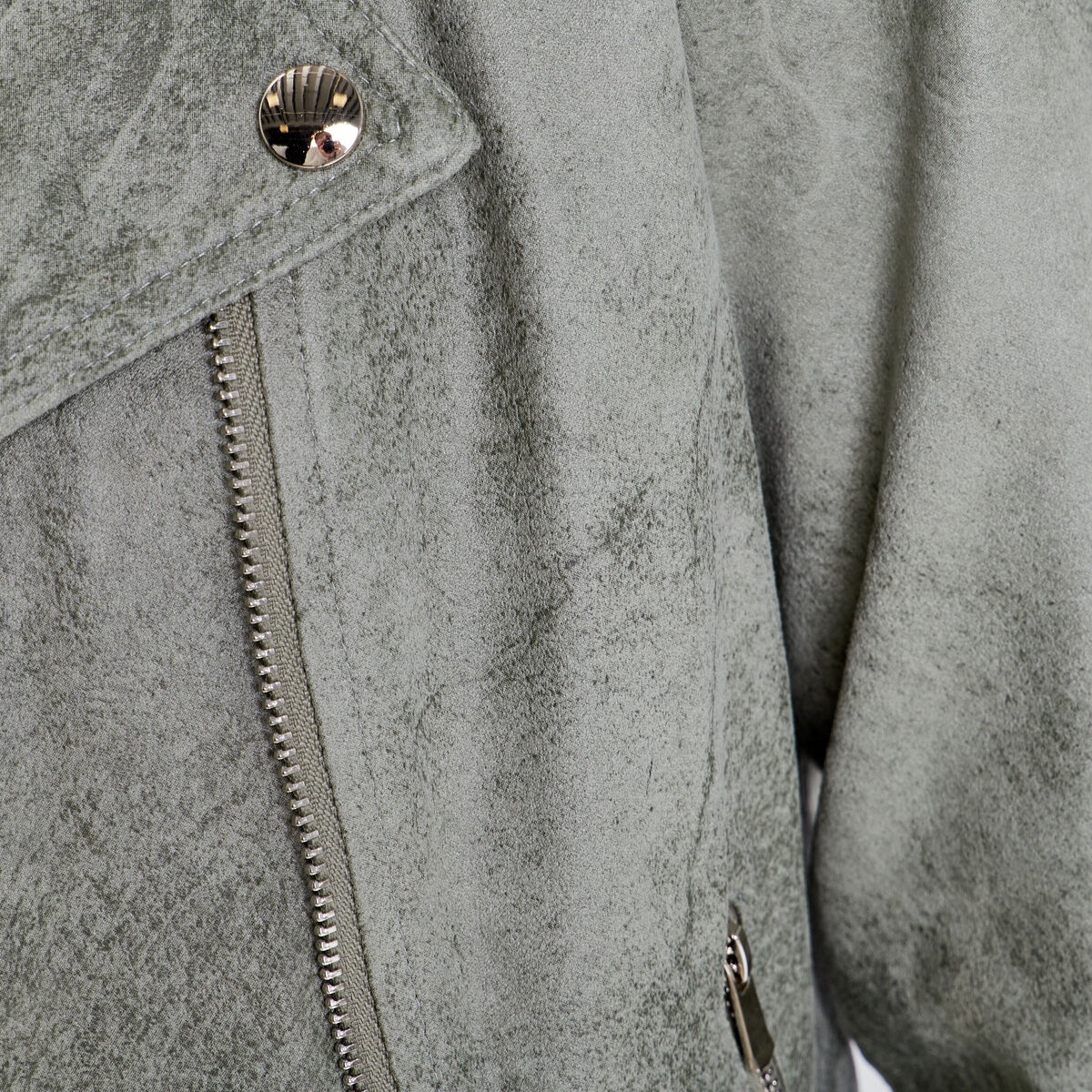 Veste droite zippée vert clair femme