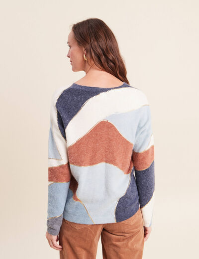 Pull manches longues multicolore femme
