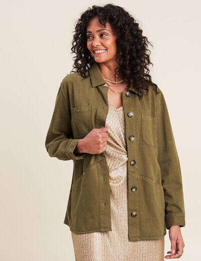 Surchemise en jean vert olive femme