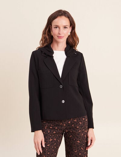 veste cintr&eacute;e doubl&eacute;e avec capuche noir femme