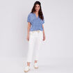 T-shirt &agrave; manches courtes bleu fonc&eacute; femme