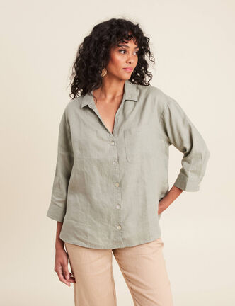 Chemise manches 3/4 vert clair femme