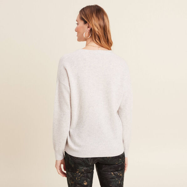 Pull en cachemire manches longues gris clair femme