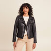 Veste esprit motard zipp&eacute;e noir femme