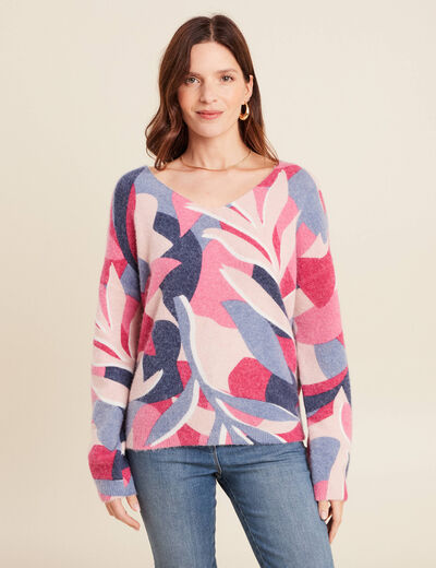 Pull manches longues rose femme