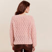 Pull manches longues ajouré vieux rose femme