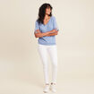 Pull manches courtes plumetis bleu ciel femme