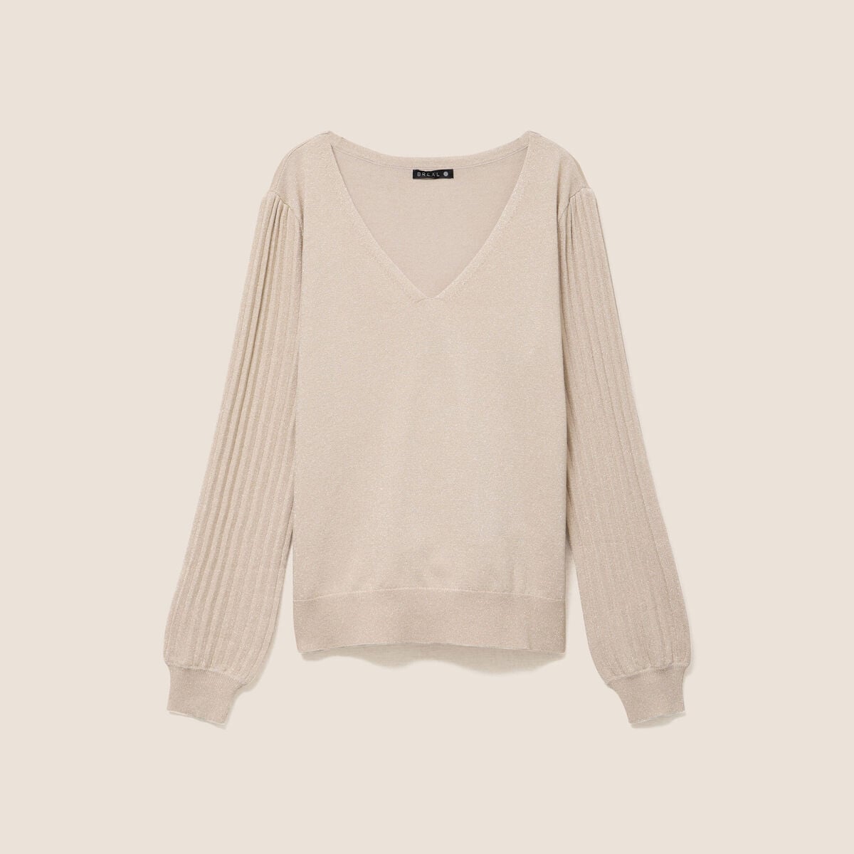 Pull manches longues couleur or femme