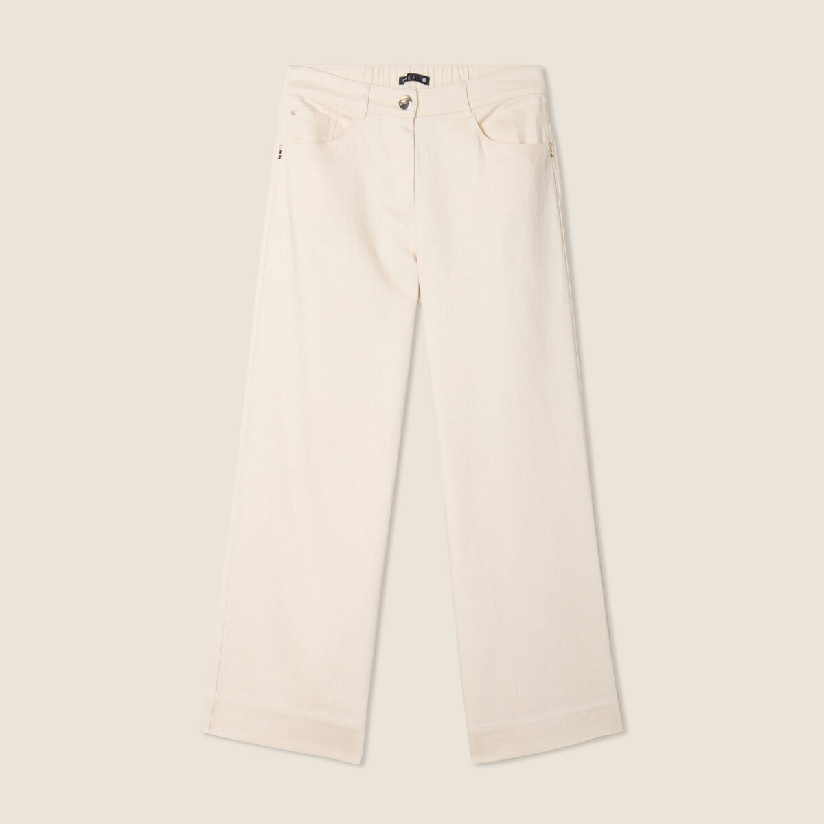 Pantalon large 7/8&egrave;me ivoire femme