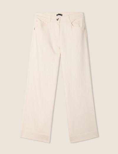 Pantalon large 7/8ème ivoire femme