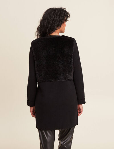 Veste droite buste bouclette noir femme