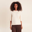 Pull col rond &agrave; sequins beige femme