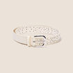 Ceinture perforée et cloutée ecru femme