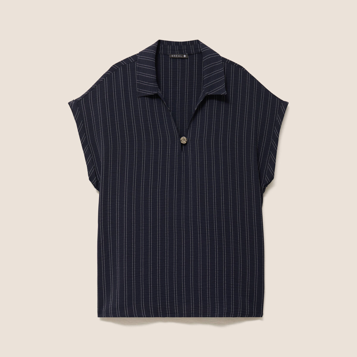 Blouse fluide manches courtes bleu femme