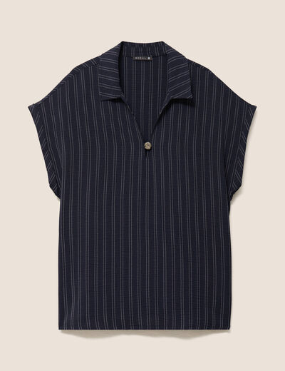 Blouse fluide manches courtes bleu femme