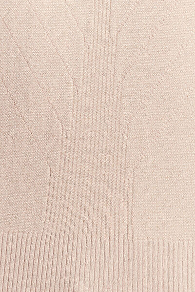 Pull manches longues col en V couleur or femme