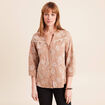 Blouse col tunisien manches 3/4 beige femme