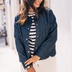 Doudoune doubl&eacute;e sans col denim brut femme