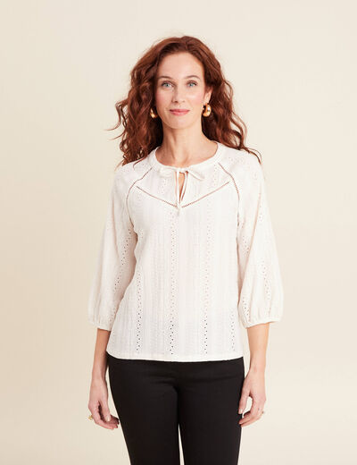 Blouse manches 3/4 ecru femme