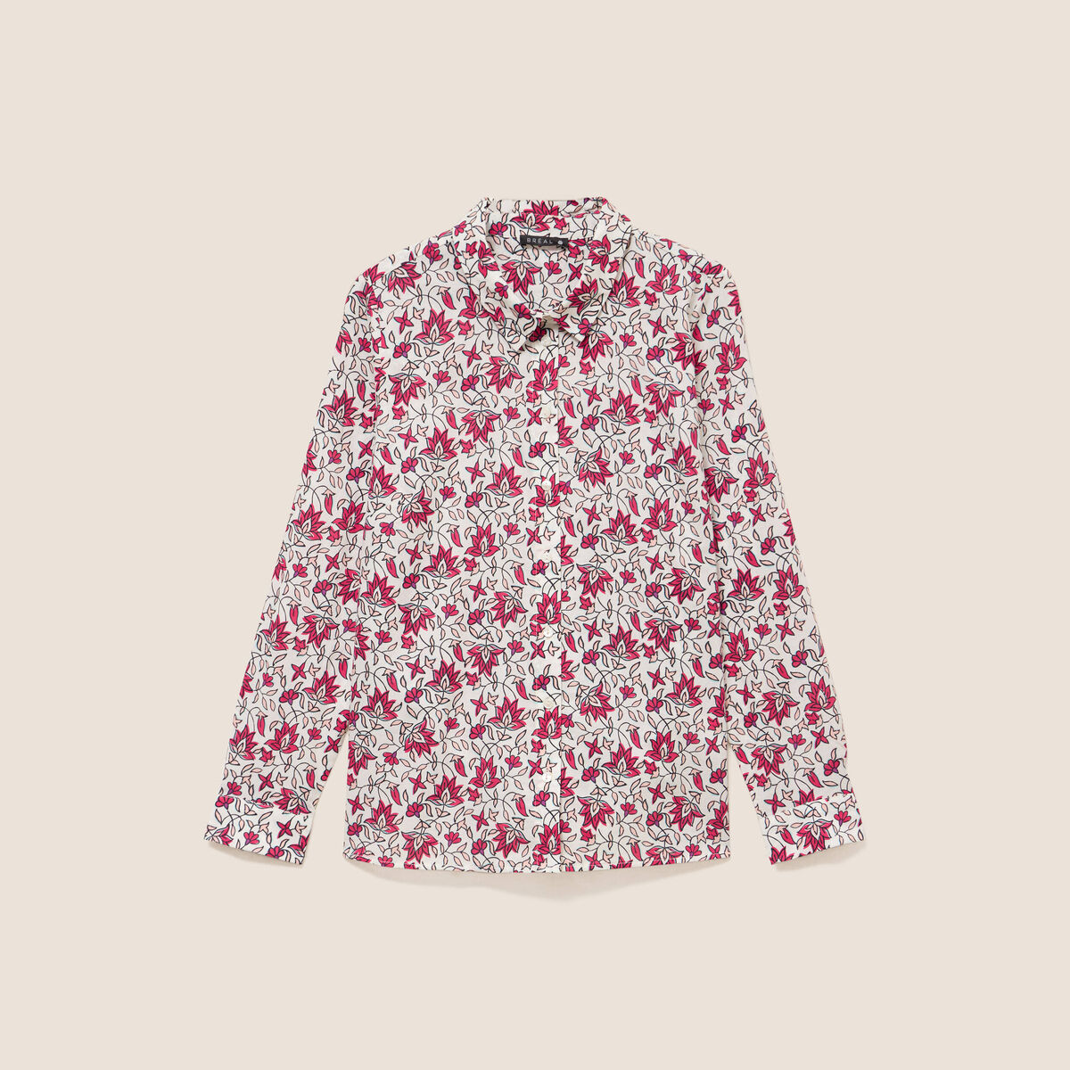 Chemise droite manches longues fluide rose femme
